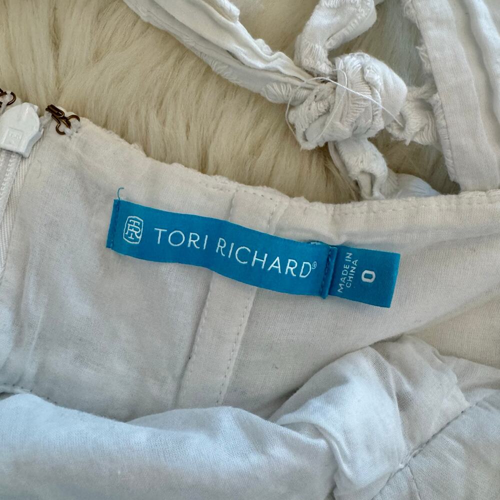 Tori Richard White Eyelet Open Back Halter Mini Dress 0 - Picture 3 of 7